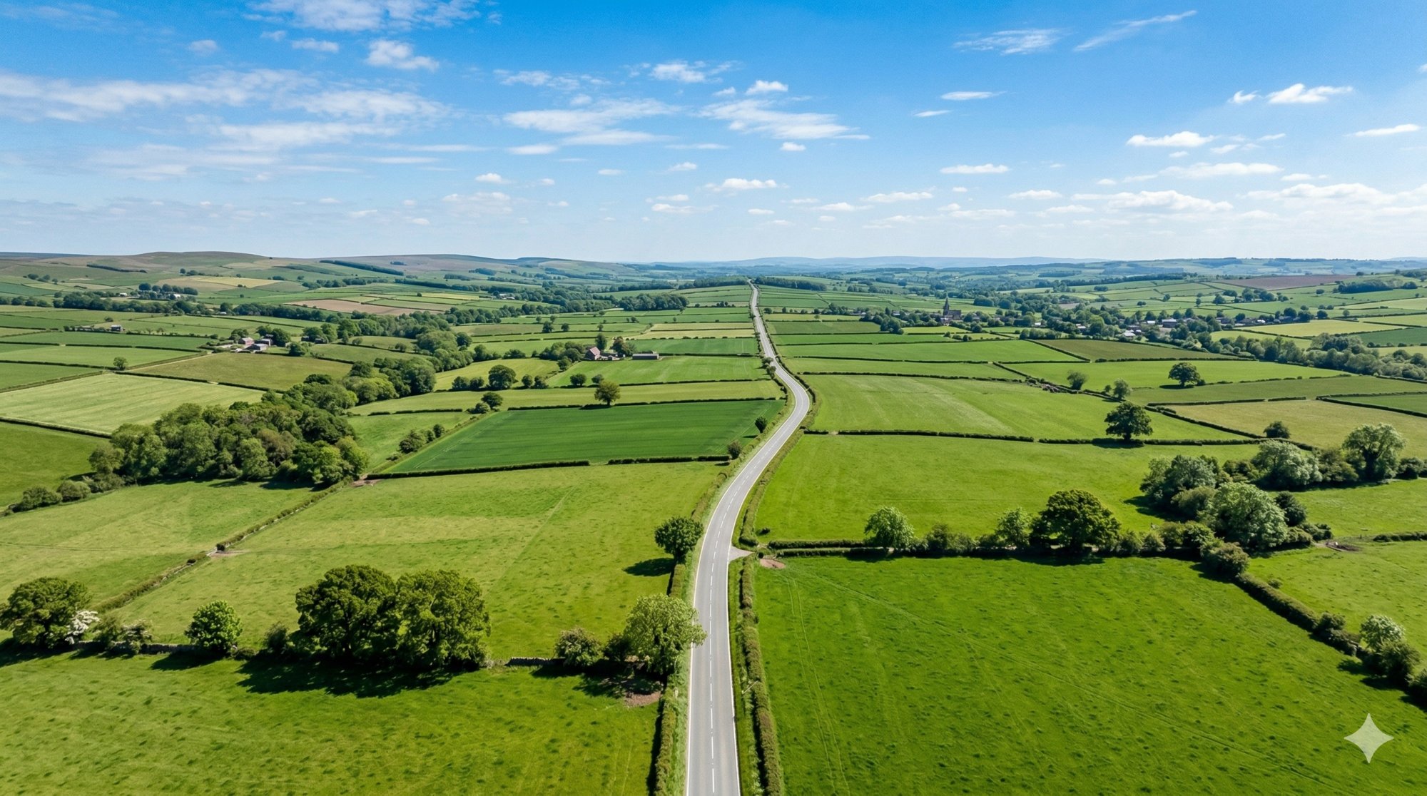 Aerial view of English countryside representing Lamora Healthcare nationwide live-in care coverage